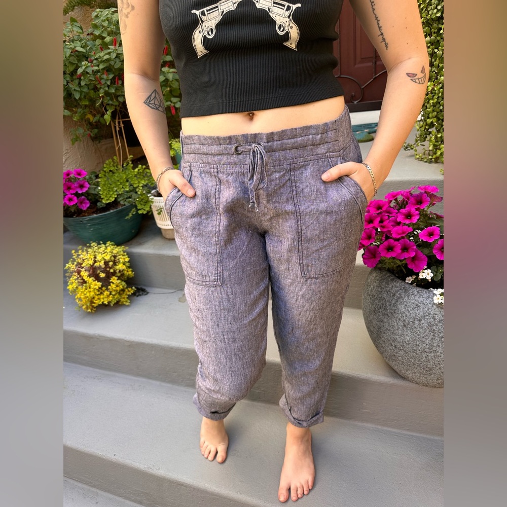 Athleta linen cropped pants